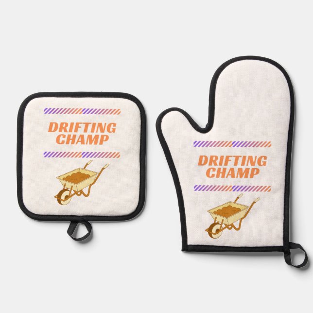 drift champion oven mitt & pot holder set (Front)