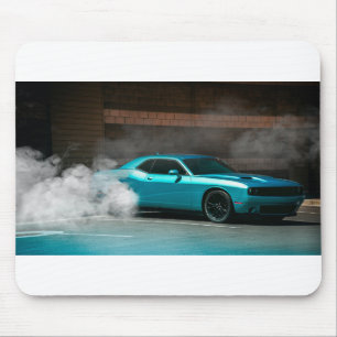 Drifting Blue Muscle Car Mouse Pad
