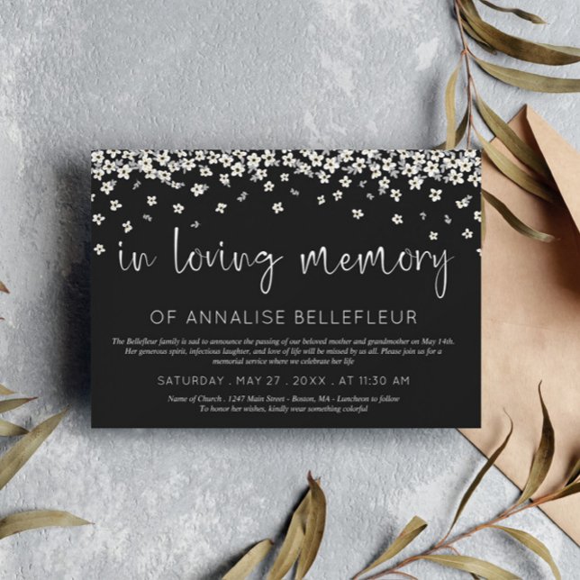 Drifting Flowers In Loving Memory Memorial Service Invitation (Creator Uploaded)