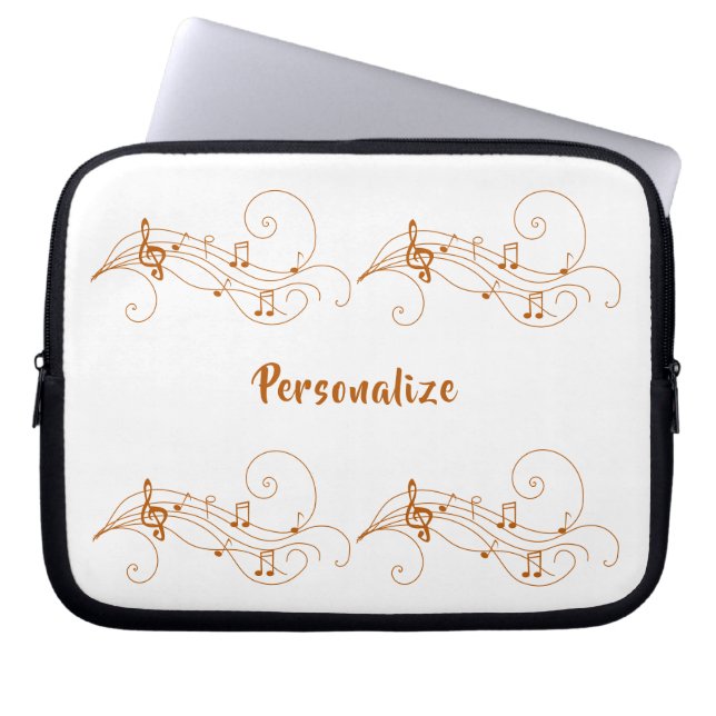 Drifting Music Notes Personalize Laptop Sleeve (Front)