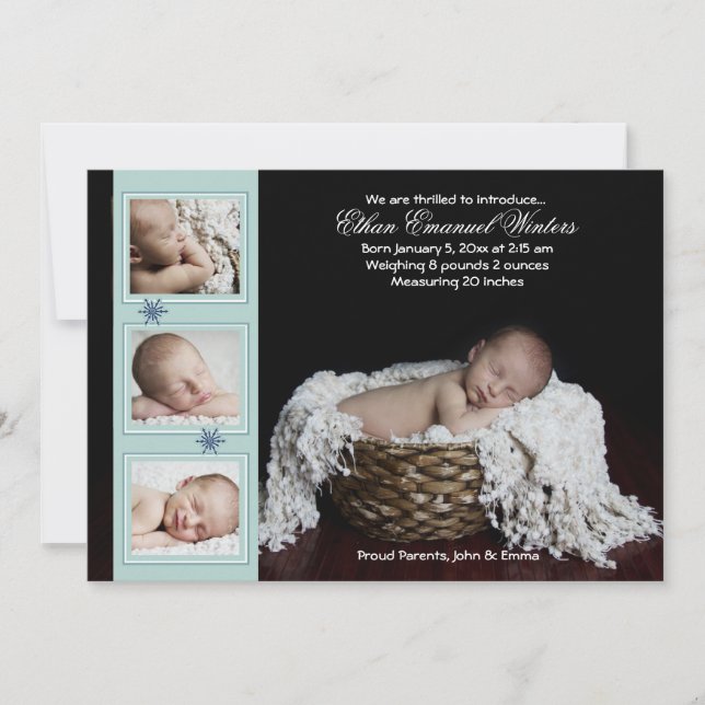 Drifting Snow - Photo Birth Announcement (Front)