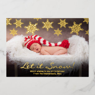 Drifting Snowflakes Let it Snow Photo Christmas Foil Holiday Card