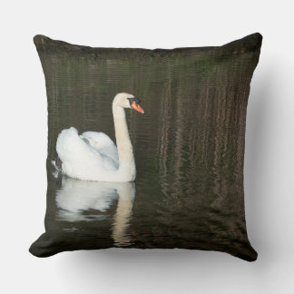 Drifting Swan Throw Pillow