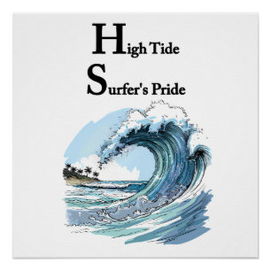“Drifting Through Echoes” Summer surfing waves  Poster