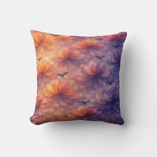 Driftlight Bloom Throw Pillow (Front)