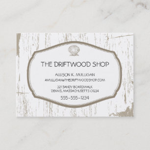 DRIFTWOOD AND SCALLOPED SHELL BUSINESS CARD