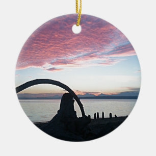 Driftwood Arch Sunset Ceramic Ornament