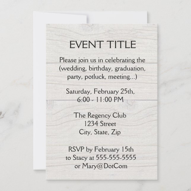 Driftwood Background Invitation (Front)