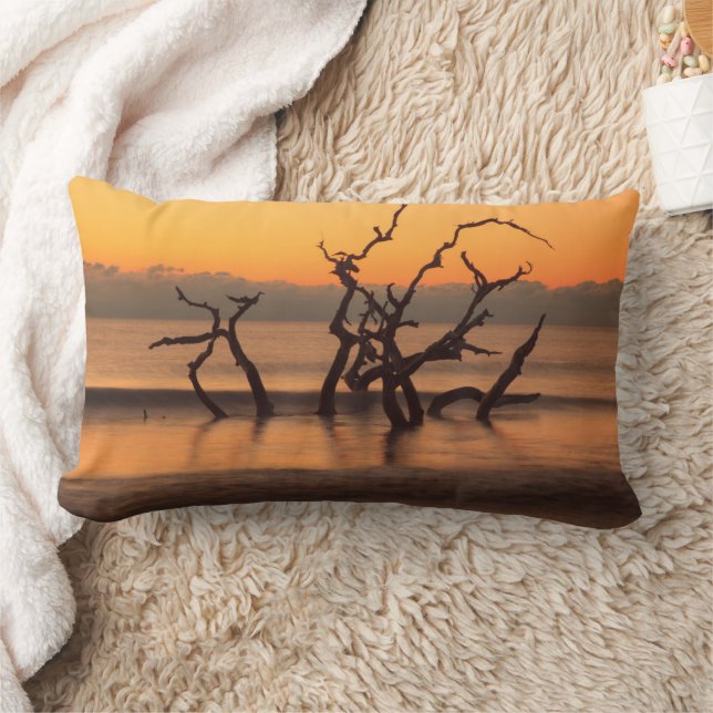 Driftwood Beach at Sunrise Jekyll Island Georgia Lumbar Pillow (Blanket)