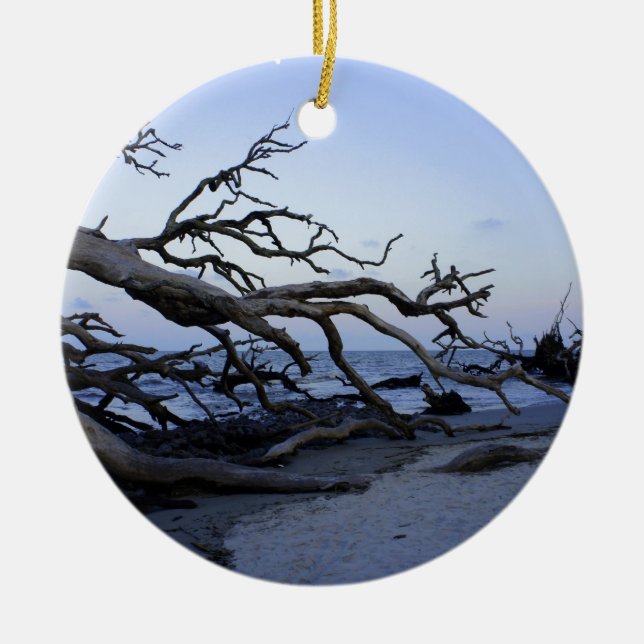 Driftwood Beach Ceramic Ornament (Front)