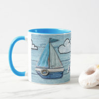 Driftwood Beach design Yacht 2 tone coffee mug.