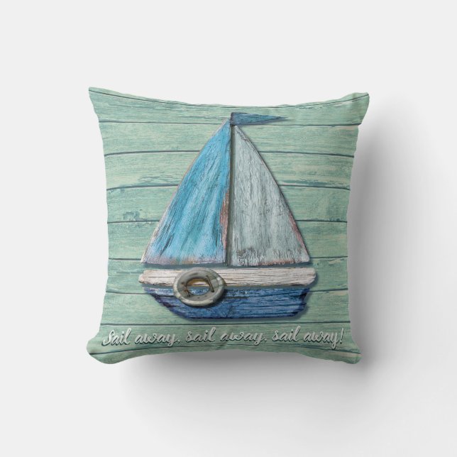 Driftwood Beach design Yacht cushion. Throw Pillow (Front)