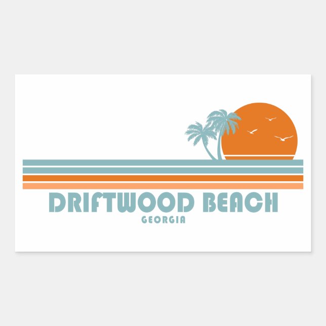 Driftwood Beach Georgia Sun Palm Trees Sticker (Front)