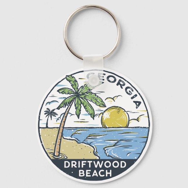 Driftwood Beach Georgia Vintage  Keychain (Front)