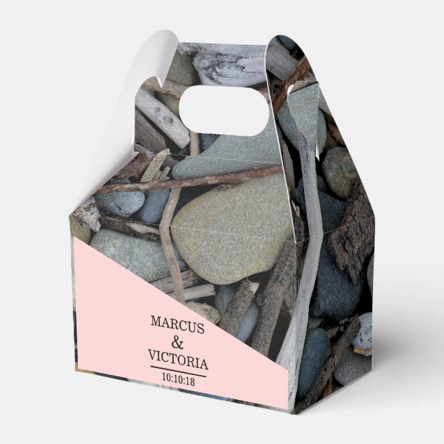 Driftwood beach wedding favor box (Front Side)