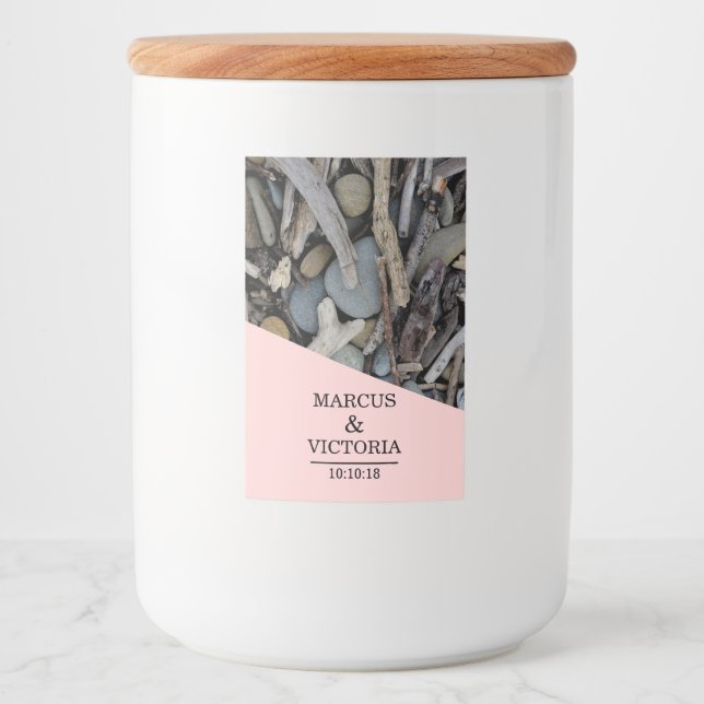 Driftwood beach wedding food label (Front)