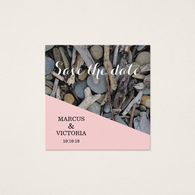 Driftwood beach wedding Save  the date (Front)