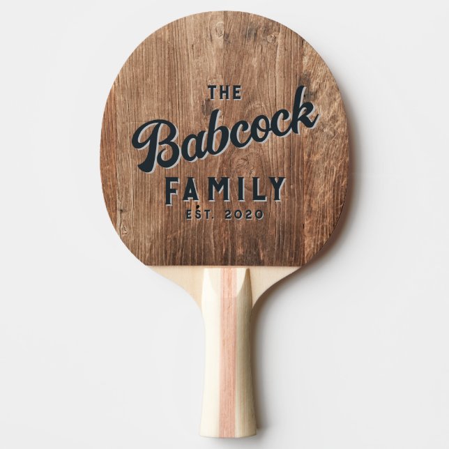 Driftwood Boards Retro Family Name & Year Ping Pong Paddle (Front)