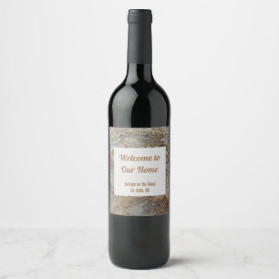 Driftwood Grain Photo Beach House Welcome Wine Label