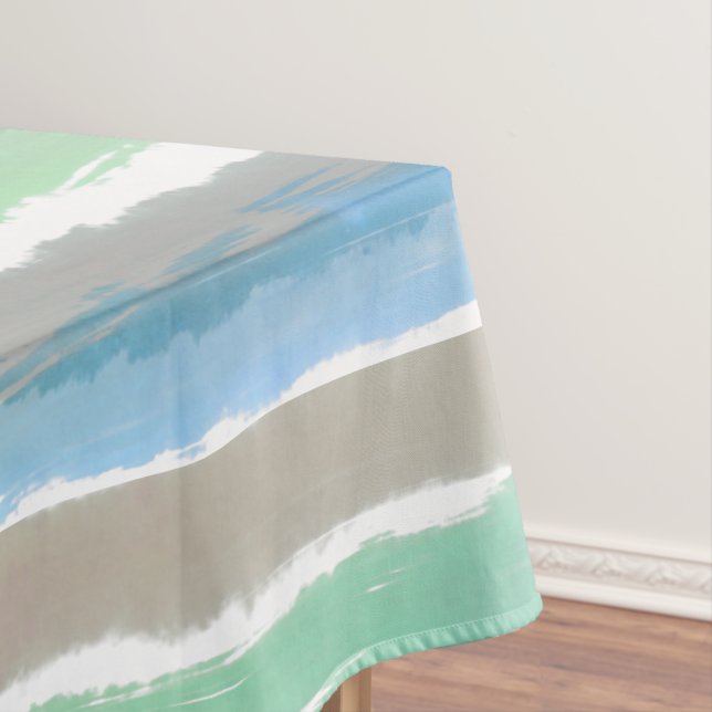 Driftwood Grey Green Blue Watercolor 52" x 70" Tablecloth (In Situ)