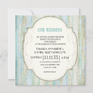 Driftwood Ocean Beach Coastal Seashore Wedding Invitation