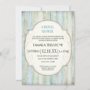 Driftwood Ocean Beach Coastal Shore Bridal Shower Invitation