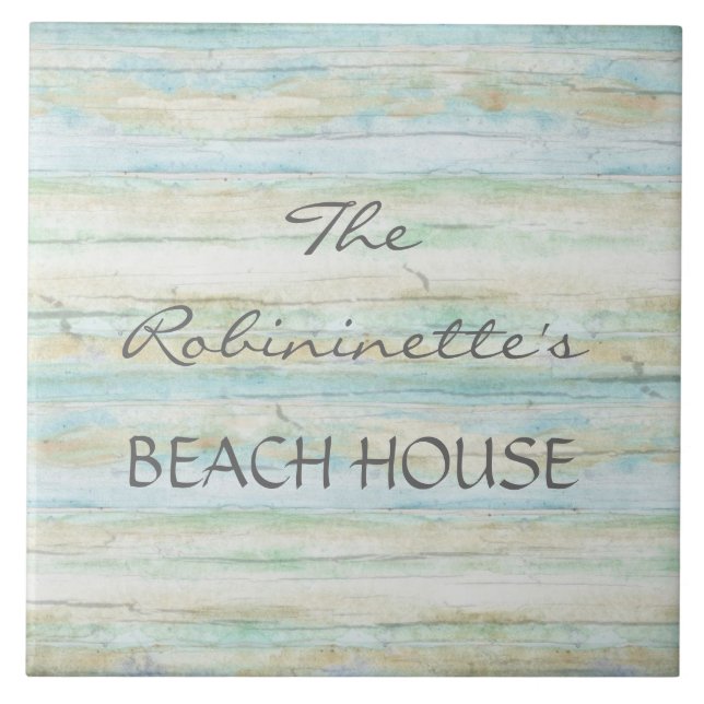 Driftwood Ocean Beach House Coastal Seashore Tile (Front)