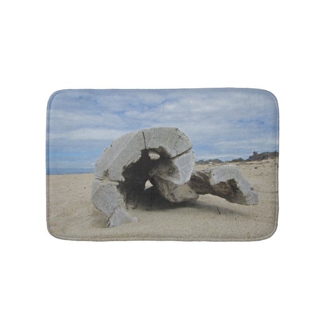 Driftwood on Calfornia Beach Pacific Coast Ocean Bath Mat (Front)