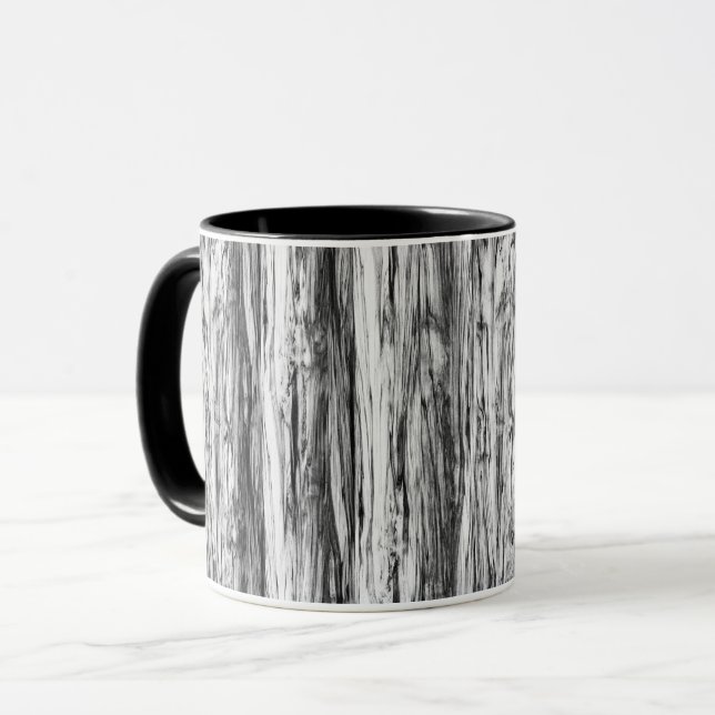 Driftwood pattern - black, white and grey mug (Front Left)