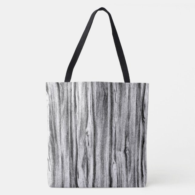 Driftwood pattern - black, white and grey tote bag (Front)