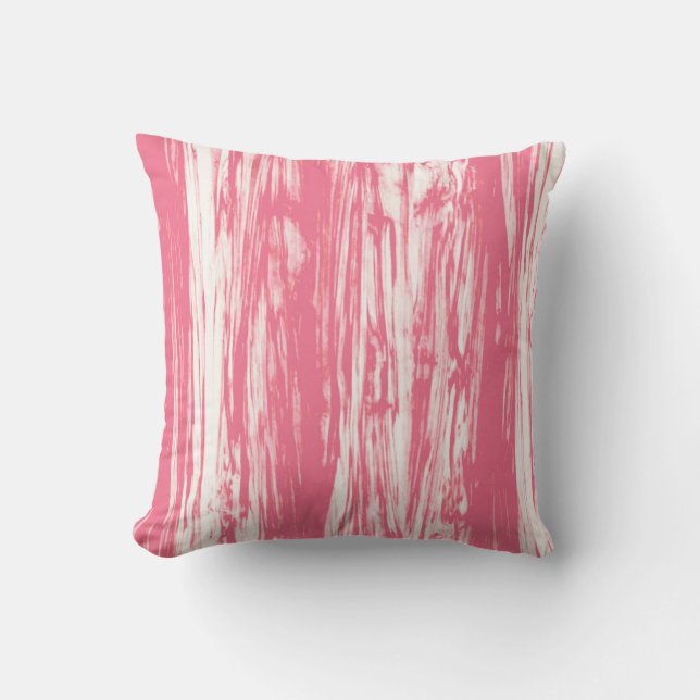 Driftwood pattern - coral pink and white throw pillow (Front)