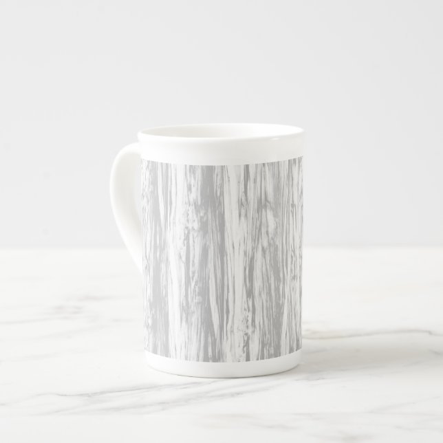 Driftwood pattern - grey / grey and white bone china mug (Front Left)