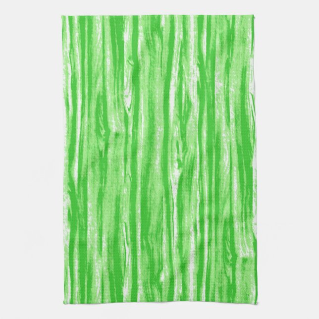 Driftwood pattern - lime green and white kitchen towel (Vertical)