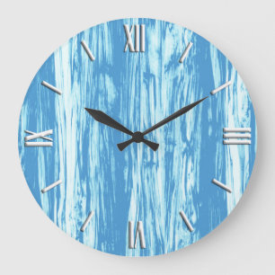 Driftwood pattern - ocean blue and white large clock