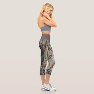 Driftwood Pattern Photo Nature Rustic Woodgrain Capri Leggings