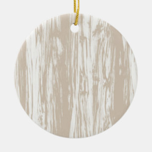 Driftwood pattern - taupe tan and white ceramic ornament