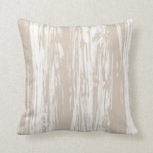 Driftwood pattern - taupe tan and white throw pillow