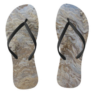 Driftwood Photo Beautiful Brown Waves Woodgrain Flip Flops
