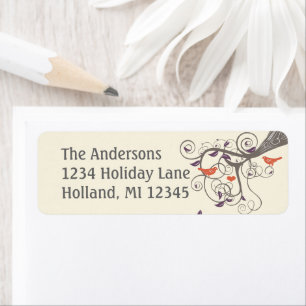 Driftwood Tree Orange Love Bird Return Address