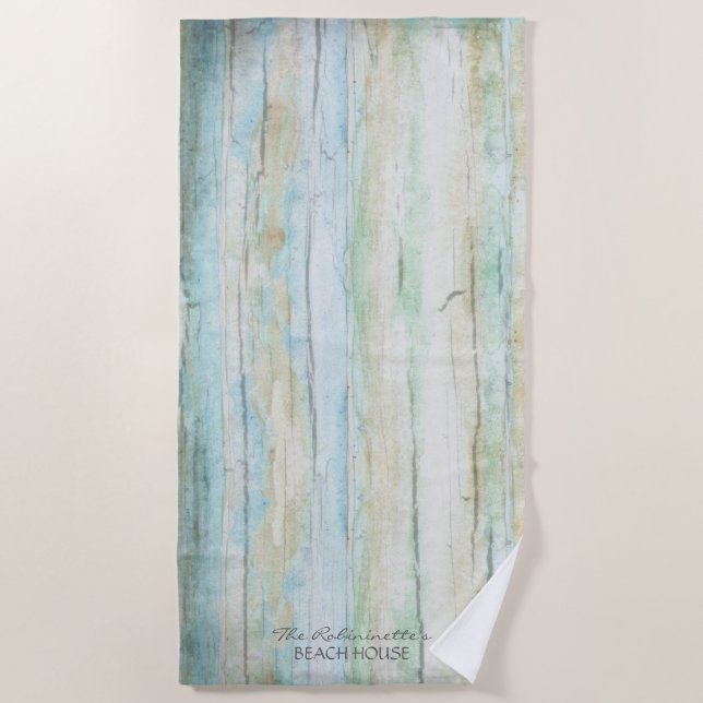 Driftwood Watercolor Beach Rustic Wood Coastal  Beach Towel (Front)
