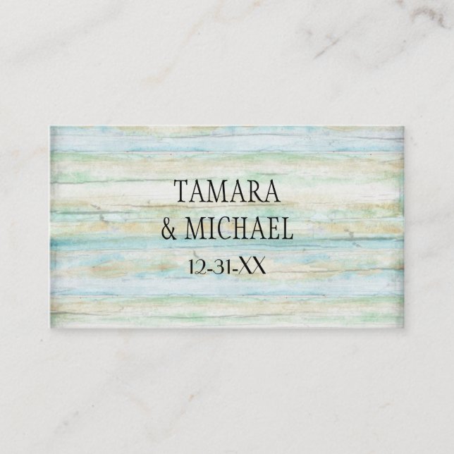 Driftwood Wooden Board Beachy Ocean Style Place Card (Front)