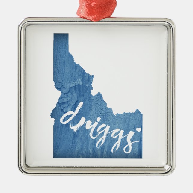 Driggs Idaho Wood Grain Metal Ornament (Front)