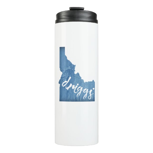 Driggs Idaho Wood Grain Thermal Tumbler (Front)