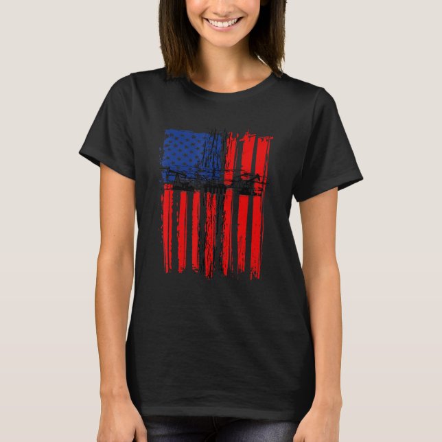 Drill Baby Drill American Flag Oil And Gas  Oilfie T-Shirt (Front)