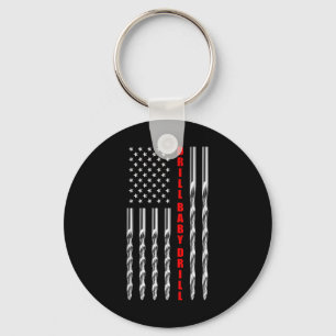 Drill Baby Drill American Flag Patriotic Donald Tr Keychain