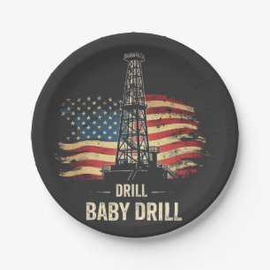 Drill Baby Drill American Trump Energy Economy  Paper Plate