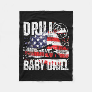 Drill Baby Drill Oilfield American Flag Oil Drilli Fleece Blanket