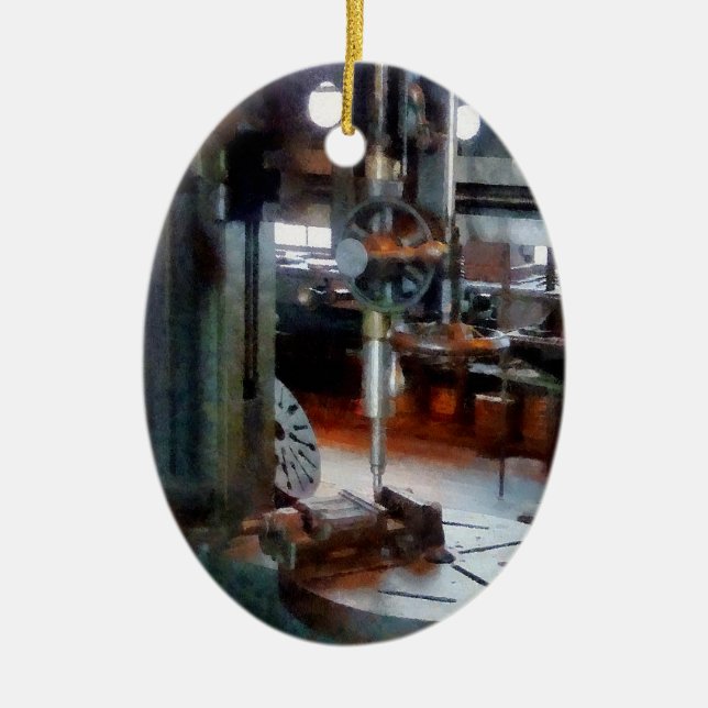 Drill Press Near Window Ceramic Ornament (Front)
