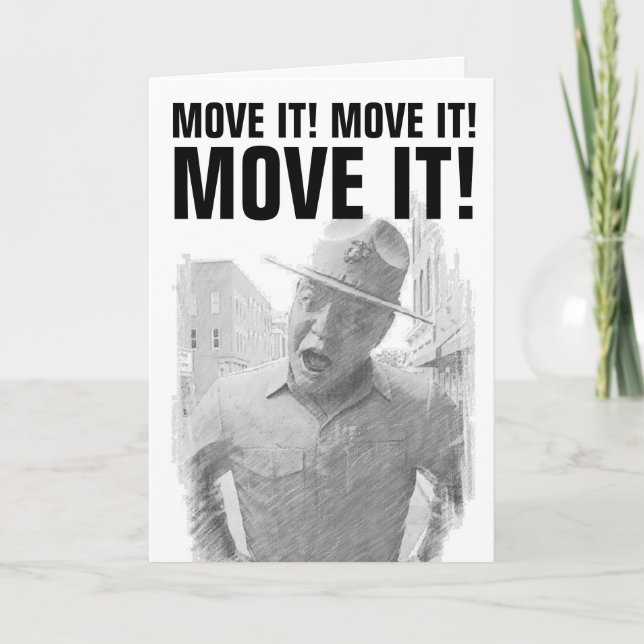 DRILL SERGEANT PENCIL SKETCH FUNNY BIRTHDAY CARD (Front)