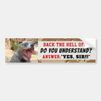 Drill Sergeant Pitbull Yes Sir Bumper Sticker